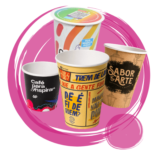 Amostra de copos de papel personalizados Papello